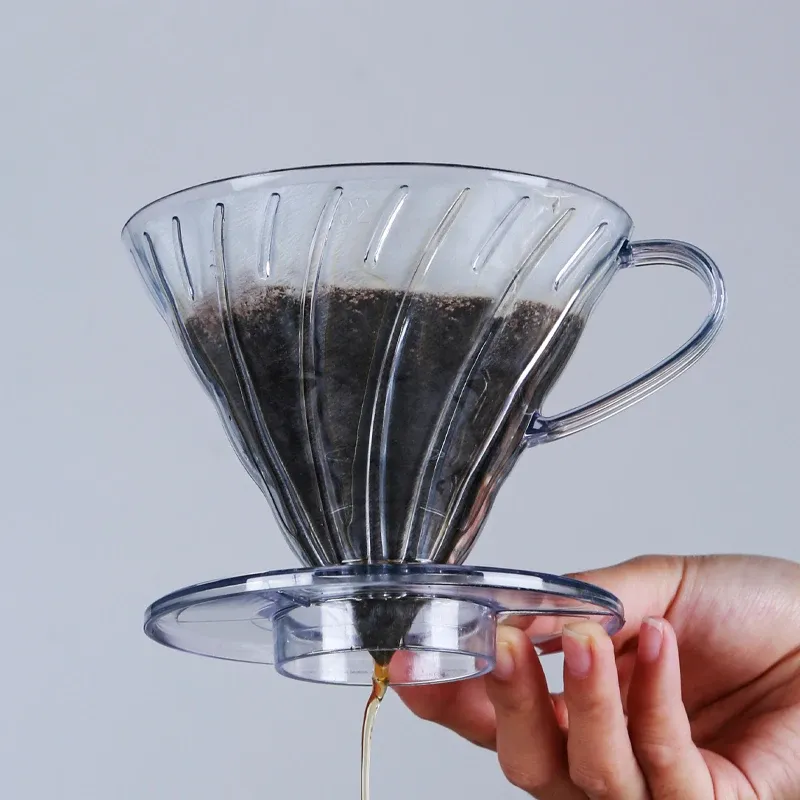 Heißes verkaufendes V-förmiges 60-Grad-Kaffeemaschinen-Set zum Übergießen von Kaffeefiltern, spiralförmiger Handfilterbecher