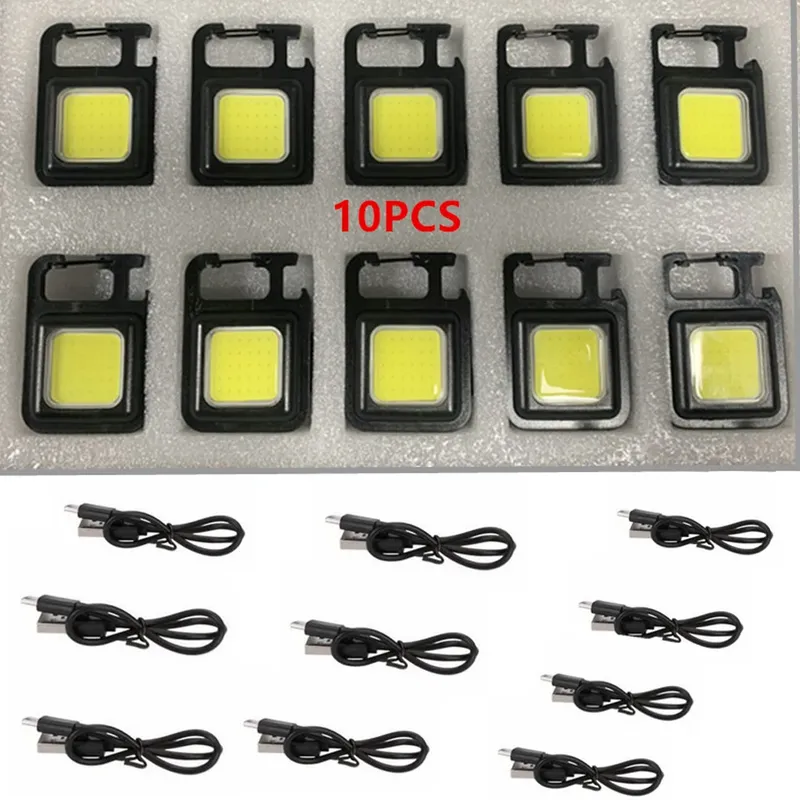 Superheller Mini-COB-Schlüsselanhänger, tragbares Licht, Taschenlampe, Ladelampe, Camping-Lichter mit Magnet, 4 Beleuchtungsmodi, Forwork-Licht