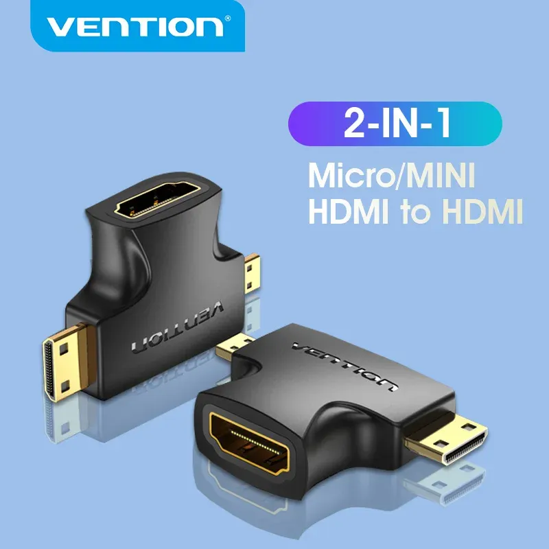 Vention Micro HDMI Adapter Micro Mini 2-in-1 Stecker auf Buchse Kabelanschluss Konverter für Kamera TV Projektor Mini HDMI Adapter