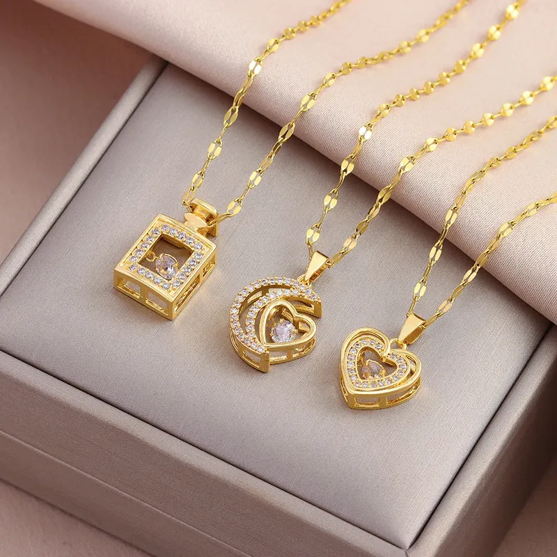 Neu In Süße Sexy Schlagen Herz Serie Anhänger Halsketten Für Frauen Luxus Mode Weibliche Edelstahl Schlüsselbein Kette Schmuck