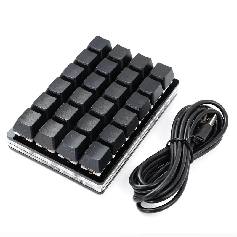 Benutzerdefinierte mechanische Mini-USB-Tastatur mit 24 Tasten, Schwarz/Weiß, Gaming-Tastatur, Sayo-Geräteverknüpfung, programmierbare Tastaturtasten, Makro