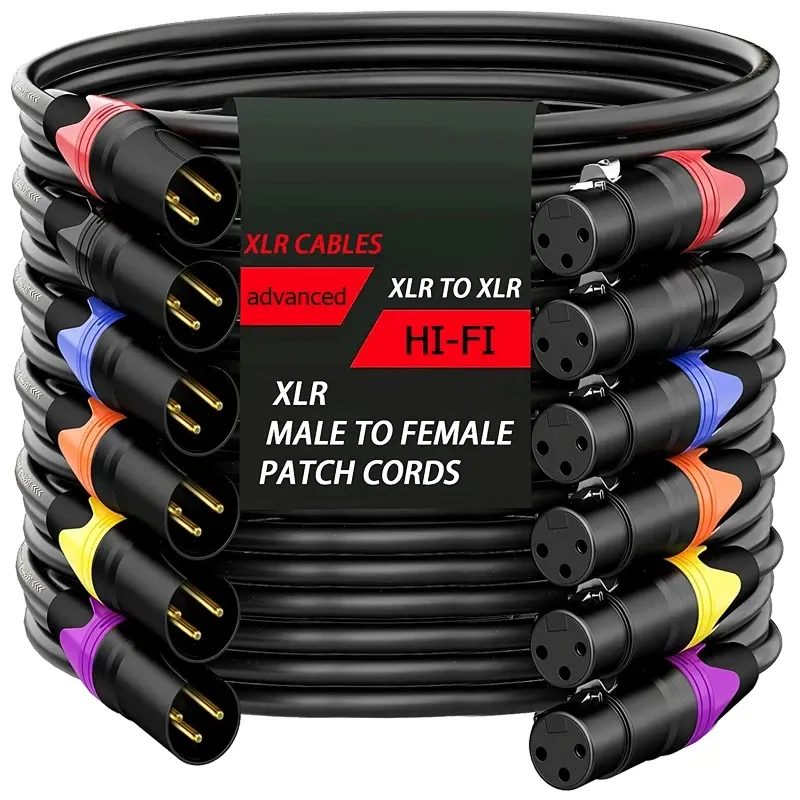 XLR-Stecker auf XLR-Buchse, Kabel für professionelle Aufnahmen, Verlängerungsleitung, symmetrischer XLR-Mixer, Lautsprecher, Verstärker, Live-Mikrofonleitung