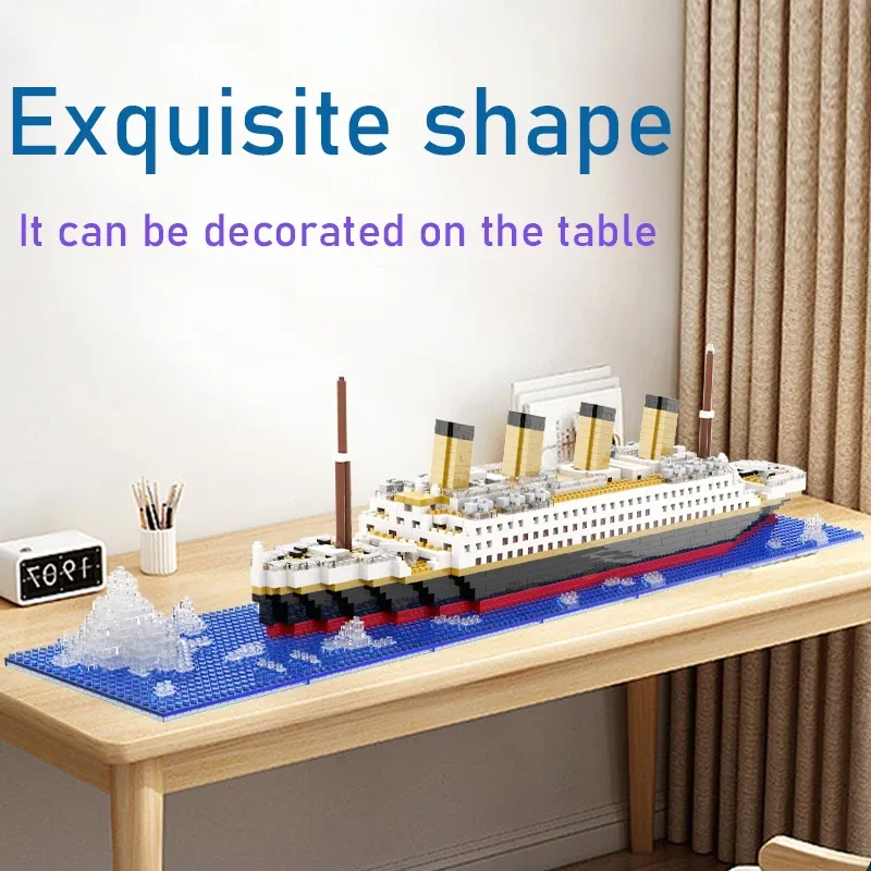 Kleine Partikel Baustein Montage Spielzeug Titanic Riesen Junge Mädchen Puzzle Kreuzfahrtschiff Ziegel Modell Kit Desktop Geburtstag Geschenk Kind