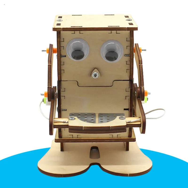 DIY Roboter Essen Münze Holz Modell Lehre Lernen Stamm Projekt Kit für Kind Wissenschaft Experiment Bildung Spielzeug Holz Montage Kit