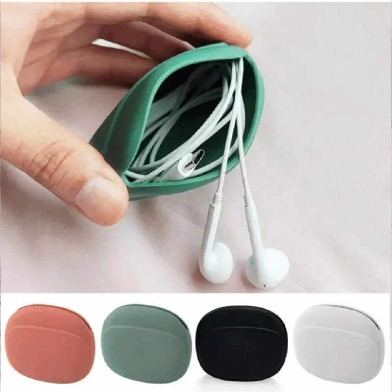 Silikon Handy Kabel Tasche Datenkabel Lagerung Box Reise Kopfhörer Draht Schlüssel U Stick USB Bewertung Organizer Fall