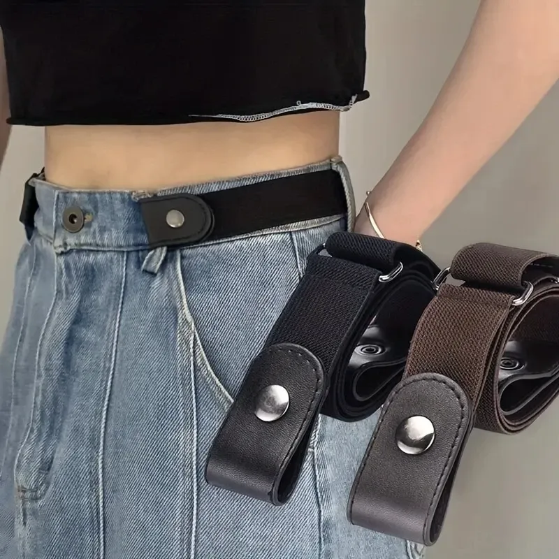 Einfacher und modischer Damengürtel, elastisch, fauler Herrengürtel, gewebt, unsichtbar und nahtlos, Unisex-Jeansgürtel, längenverstellbar