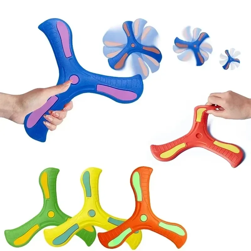 Outdoor-Sport Flugscheiben-Spielzeug Weicher EVA-Bumerang mit Rückkehrfunktion Dreiflügeliger Kreuz-Handwurf-Spinner Interaktives Spiel