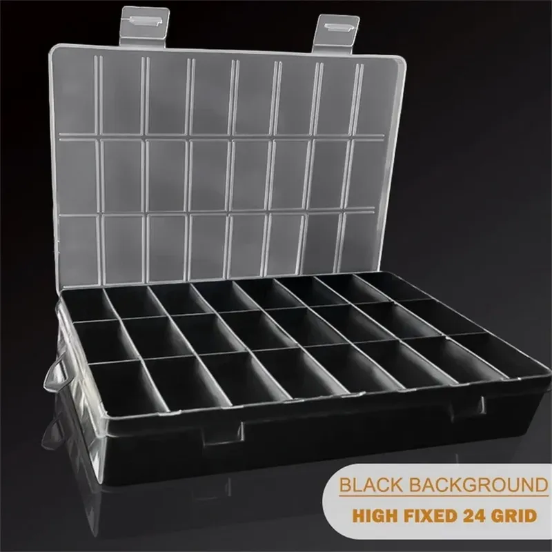 1 Packung Kunststoff-Aufbewahrungsbox, 24 Fächer, durchsichtige Kunststoff-Organizer-Box, Fach, Aufbewahrungsbehälter für Bastelarbeiten, Perlen, Schmuck, Gegenstände
