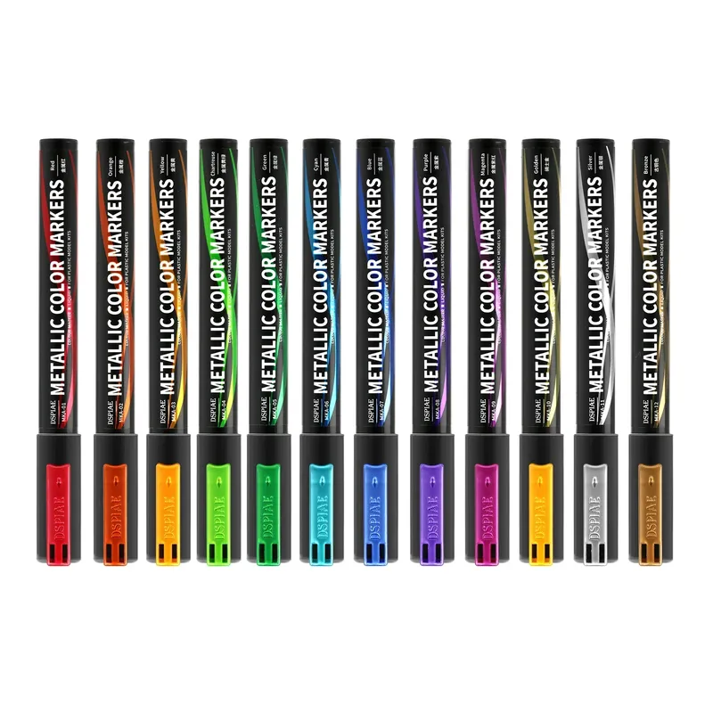DSPIAE MKA Super Metallic Marker Pinselstift-Set - Wasserbasierte Weichspitzen in Orange Rot Grün Silber Gold Umweltfreundliche Kunstbedarf