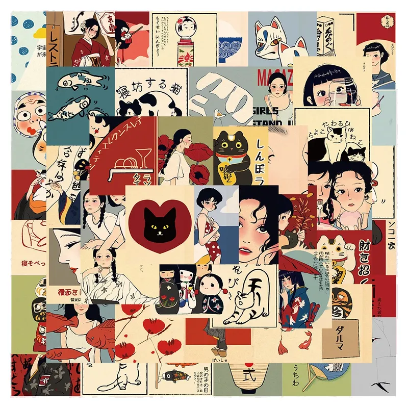 10/30/50 Stück Vintage klassische japanische Anime Scrapbook Aufkleber DIY Laptop Telefon Tagebuch Fahrrad Retro Cartoon Dekoration Aufkleber Aufkleber