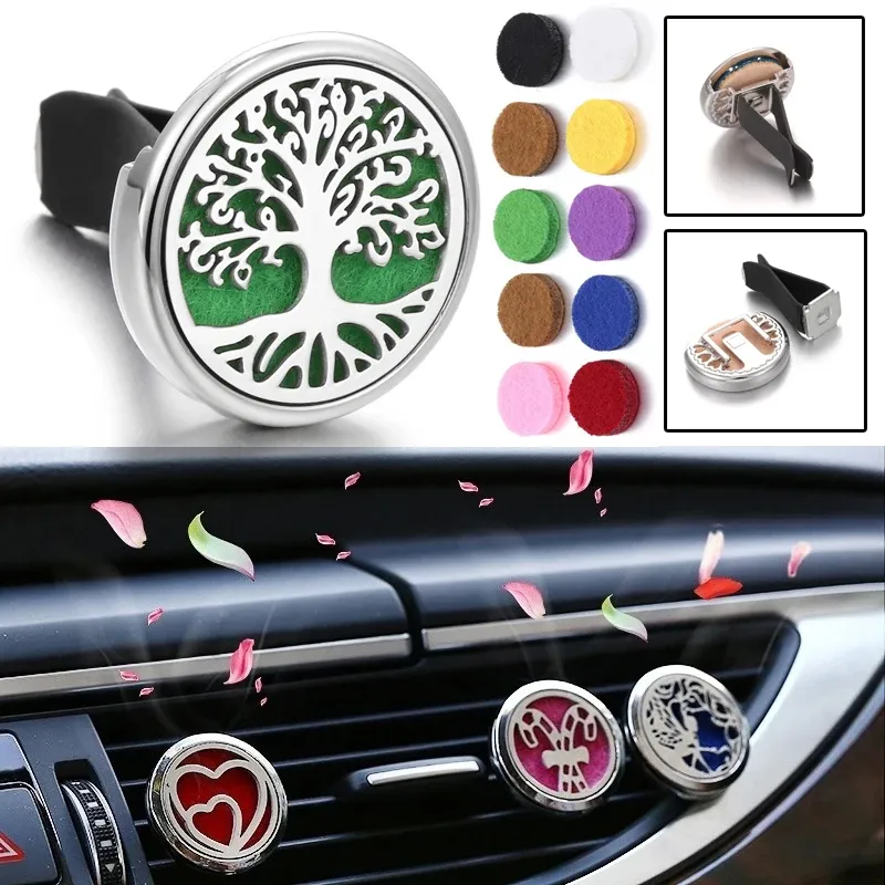 Baum Auto Aromatherapie Diffusor Medaillon Auto Clip Parfüm Ätherisches Öl Diffusor Auto Vent Clip Lufterfrischer Reiniger Mit Pads