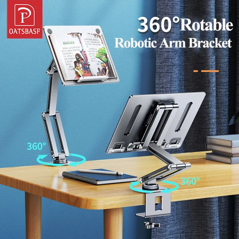 Oatsbasf Laptop-Ständer, Klemme, Tablet-Hightening-Stützhalter, Buchhalterung, Desktop-Bett, Lazy Stand 360° ° Rotierende Höhe verstellbar