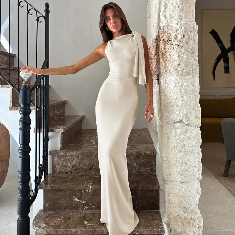 Neue Frauen Fashion Solid Oansatz Ärmellose Patchwork Sexy Bodycon Maxi Prom Kleid Sommer Frauen Kleidung Party Festival Club Y2K