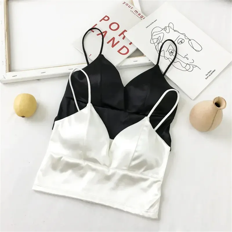 Sexy BH Satin Damen kurze kabellose Häkel unterwäsche Unterlage Unterwäsche mit Blends chutz und schönen Rücken gurten