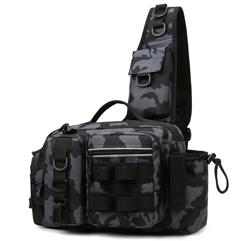 Rucksack für Angelausrüstung, Köderbox, Aufbewahrungstasche für Ausrüstung, Angelrucksack für Herren mit Stangenhalter, Tragetasche, Umhängetasche