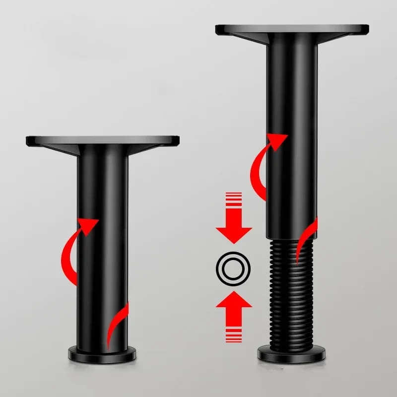 1PCS Schwarz Teleskop Einstellbare Bett Strahl Unterstützung Fuß Verstärkte Kunststoff Möbel Bein Sofa Bein Bett Unten Last Lager Halterung