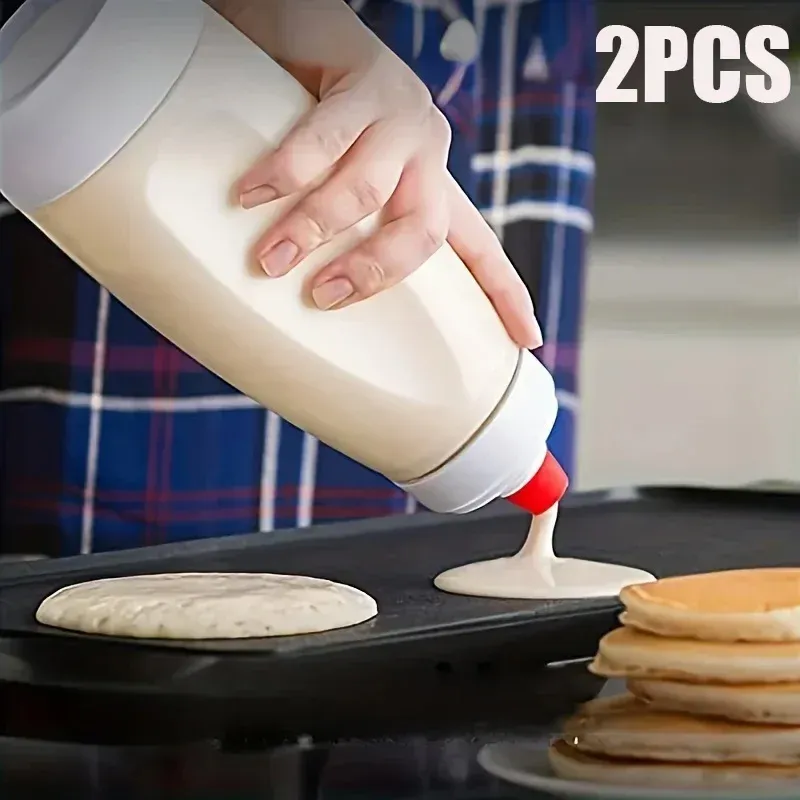 Pfannkuchenteigflasche, Battler-Mixer mit Mixer-Kugeldraht-Schneebesen zum Backen von Pfannkuchen, Cupcakes, Muffins, Crêpes und mehr