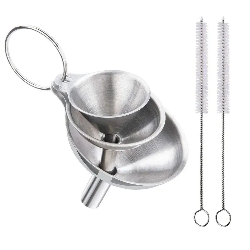 3/5-teiliges Küchentrichter-Set aus Edelstahl, Lebensmittelqualität, Metall, ätherisches Öl, Gewürze, Trichter für Flaschen, kleiner Befülltrichter
