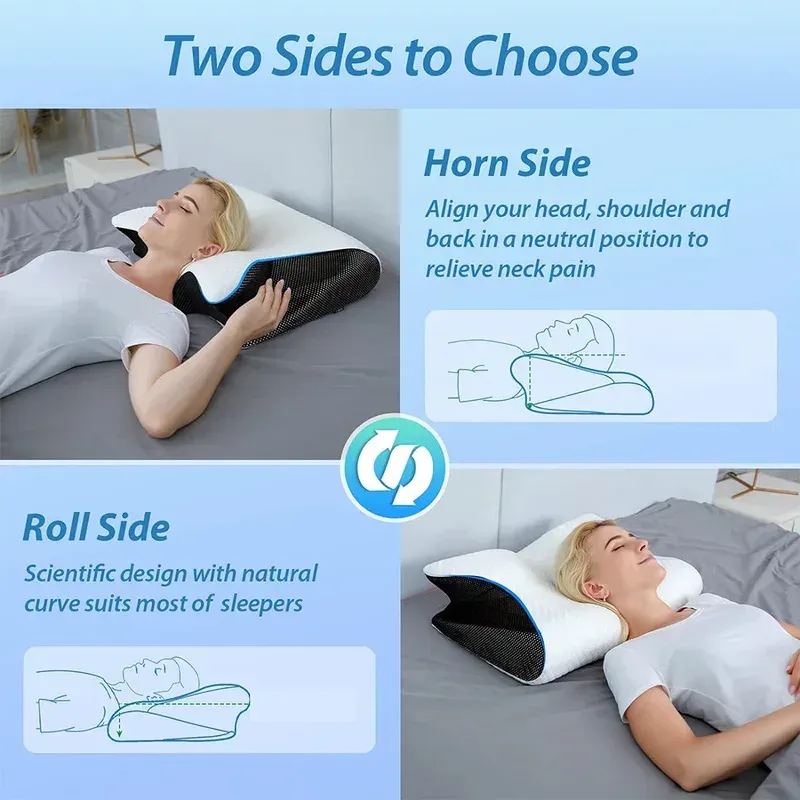 Butterfly Sleep Memory Nackenkissen, langsamer Rückprall, bequemes Schlafkissen aus Memory-Schaum, orthopädisches Nackenmassagebettkissen