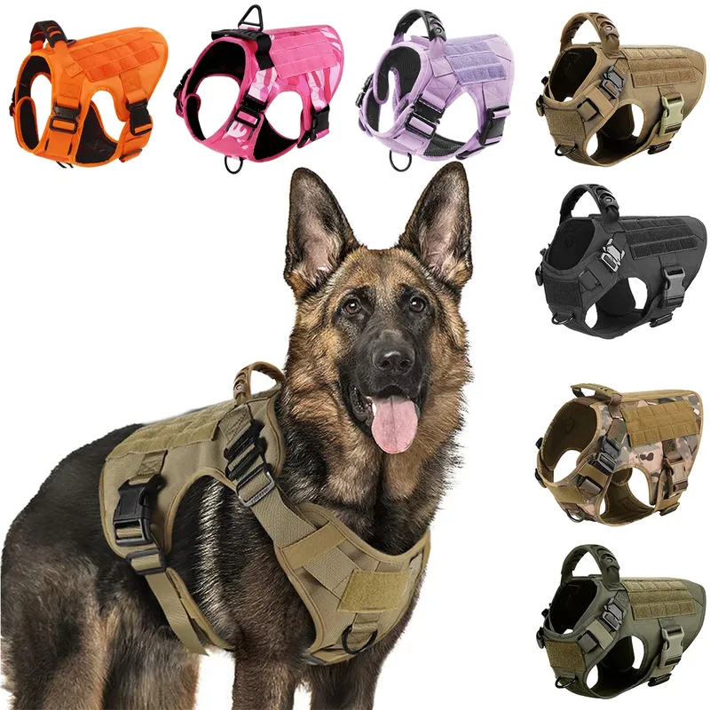 Militärisches großes Hundegeschirr, Trainings-Haustierweste für französische Bulldogge, Deutscher Schäferhund, Malinois, taktische Geschirre für Hunde, Zubehör
