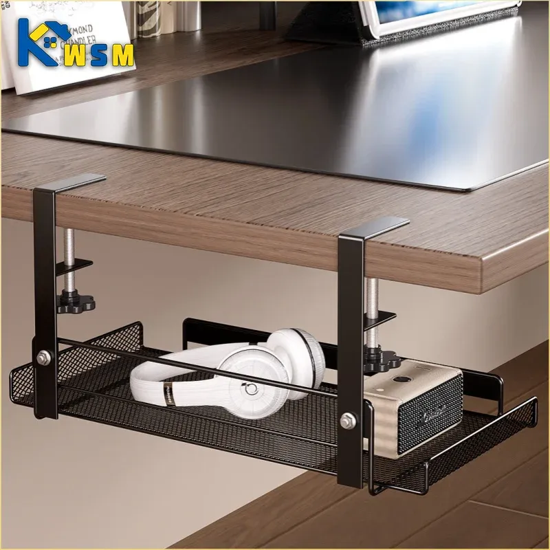 Kabelmanagement-Tablett unter dem Schreibtisch, ohne Bohren, Kabel-Organizer aus Stahl für den Schreibtisch, Kabelmanagement-Tablett, Kabelmanagement-Rack, Lagerregal