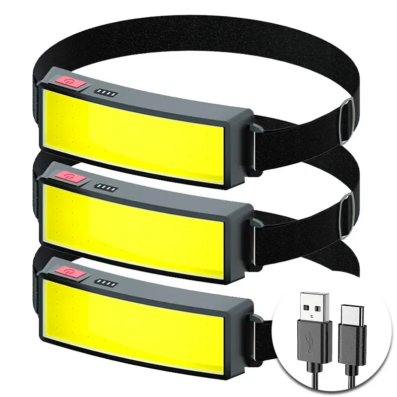 Leistungsstarke COB-Stirnlampe Typ C/USB wiederaufladbare Stirnlampe, eingebauter Akku, Outdoor, Angeln, Camping, Laterne, wasserdichte Taschenlampe