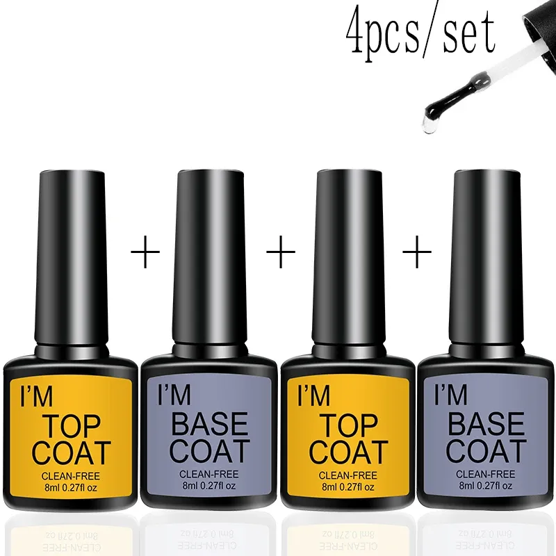 Nail Art Kit mit 4 teile/satz Basis lack und Dec klack führte leicht aushärten den schnell trocknenden transparenten glänzenden Spiegel dauerhaften Nail Art Gel