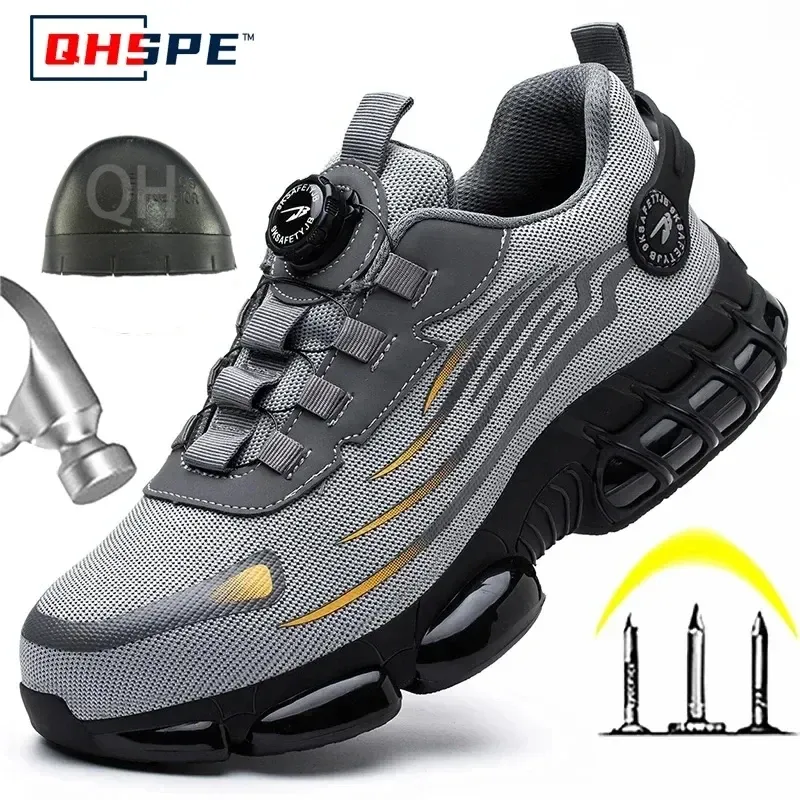 Rotierenden Taste Neue Sicherheits Schuhe Männer Anti-smash Anti-punktion Arbeit Schuhe Mode Männer Sport Schuhe Sicherheit Schutz stiefel Männer