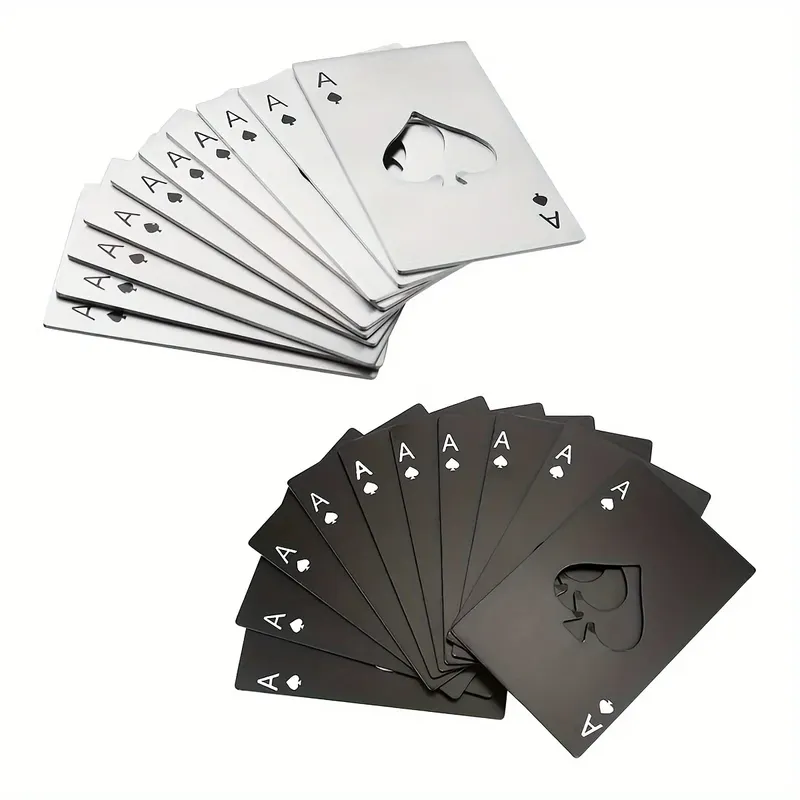 10 Stück Poker-Karten-Flaschenöffner, Ace of Spades, Flaschenöffner für Geldbörse und Tasche, Metall-Bieröffner, Hochzeitsgeschenke für Gäste