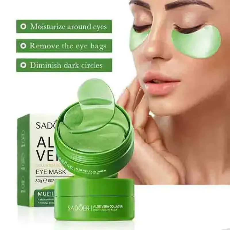 60 stücke Aloe Vera Kollagen Augen maske Anti Augenringe Augen Taschen feuchtigkeit spendende Anti-Falten Augenklappen Augen Hautpflege produkte