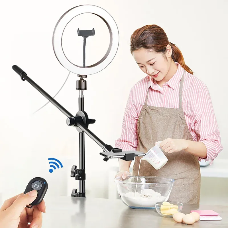 Fotografie führte Video Ring Licht Kreis füllen Beleuchtung Kamera Fotostudio Telefon Selfie Lampe mit Stativ Stand Boom Arm Youtube