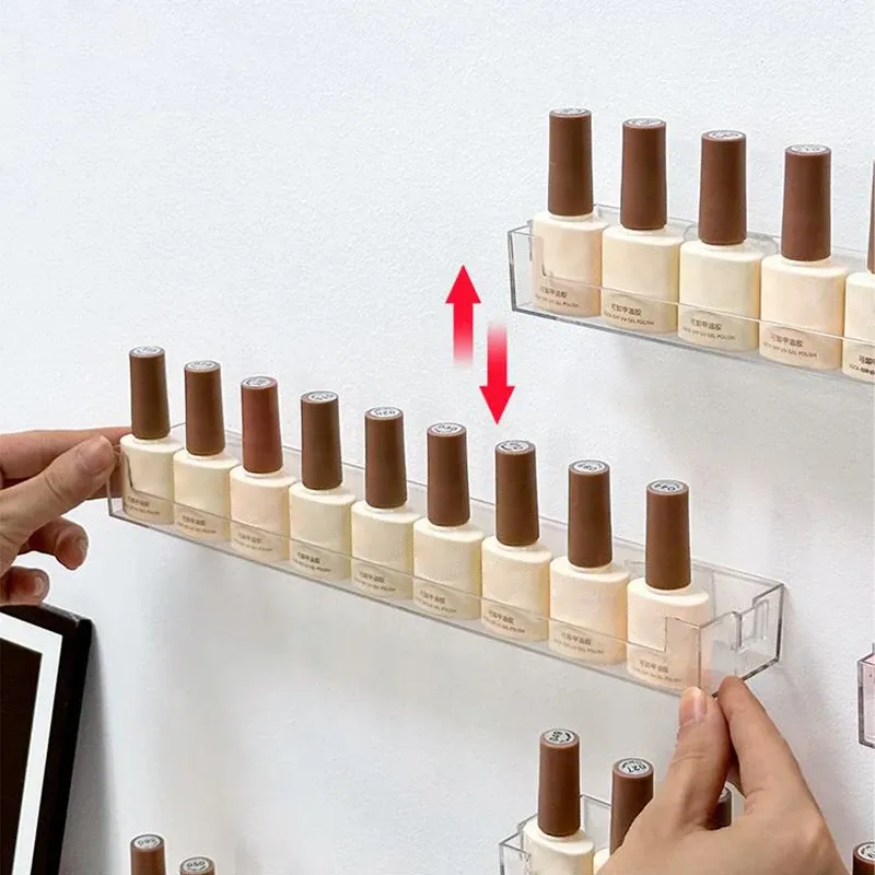 1 stücke Nail Art Rüstung Öl kleber Display Rack Gläser Display Stand transparente kosmetische Bürste Aufbewahrung sbox Nagellack Wandre gal