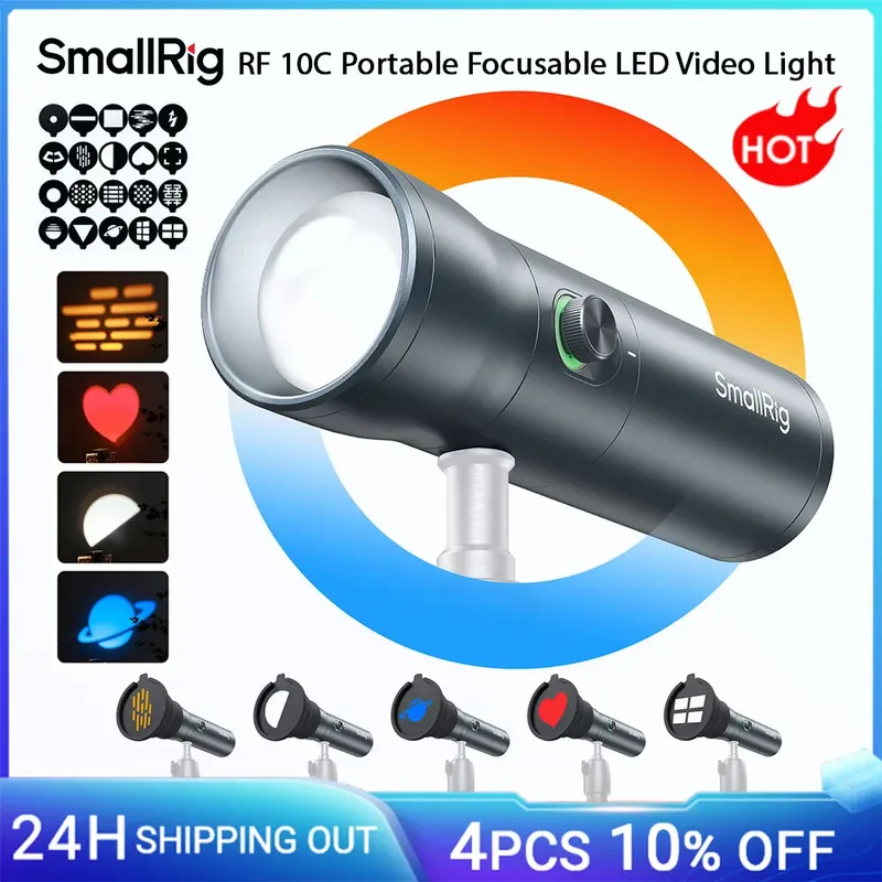 SmallRig RF 10C RGB LED-Fotografie-Taschenlampe, 7500 mAh, 4 Farbfüll-Umgebungslicht mit 20 gemusterten Lichtfiltern, Videoleuchte 4634
