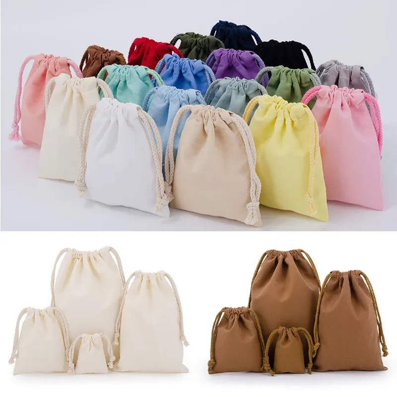 Aufbewahrungstasche aus Baumwolle mit Kordelzug, weiße Leinentaschen für Süßigkeiten, Geschenkpaket, wiederverwendbar, für Zuhause, Kleinigkeiten, organisieren, staubdichte Säcke