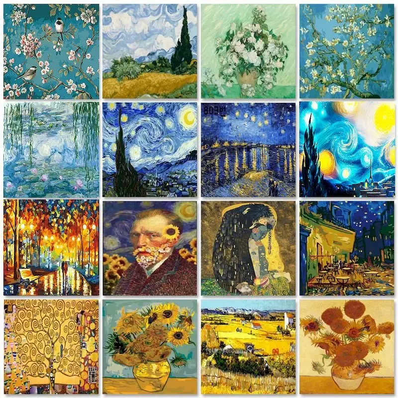 GATYZTORY Malen nach Zahlen Van Gogh auf Leinwand DIY Kits Acrylfarbe Landschaft Figur Zeichnung Färbung nach Zahlen Home Decor
