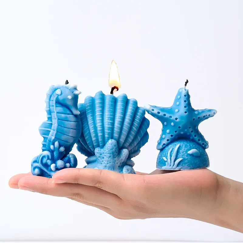 3D Seestern Shell Seepferdchen Form DIY Handgemachte Seife Duftkerze Ornamente Handwerk Silikon Form Gips Tropfen Kleber Desktop Dekor