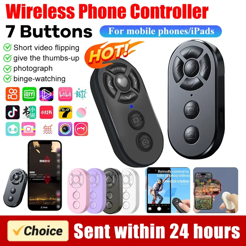 7 Tasten Fernbedienung wiederauf ladbare Bluetooth Smart Remote Selfie Stick Kamera Controller für iOS Android Fotos und Videos