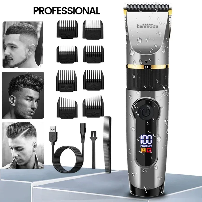 Profession elle Haars chneide maschine wiederauf ladbare elektrische Trimmer für Männer Bart Kinder Friseur Schneide maschine Haarschnitt LED-Bildschirm wasserdicht