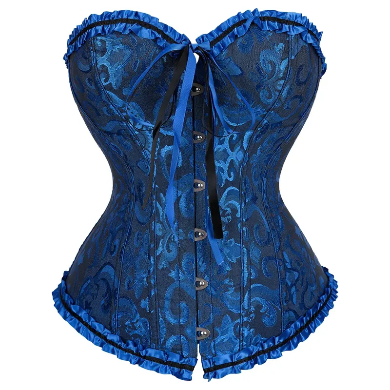 Viktorianisches Korsett-Top für Damen, Vintage-Bustier, Schnürung, ohne Knochen, Shapewear, Gothic-Mode, Jacquard-Überbrustkorsett