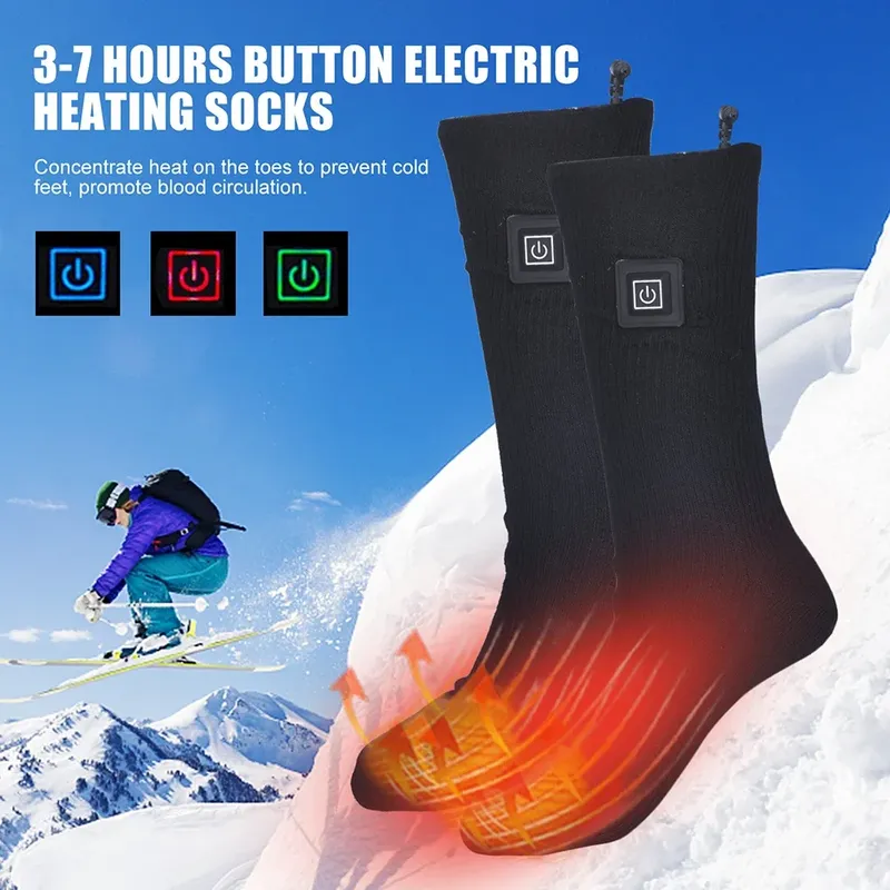 Winter elastische elektrische Heizsocken Herren Damen atmungsaktive beheizte Socken Lade Anti-Kälte Fußwärmer Strümpfe keine Batterie