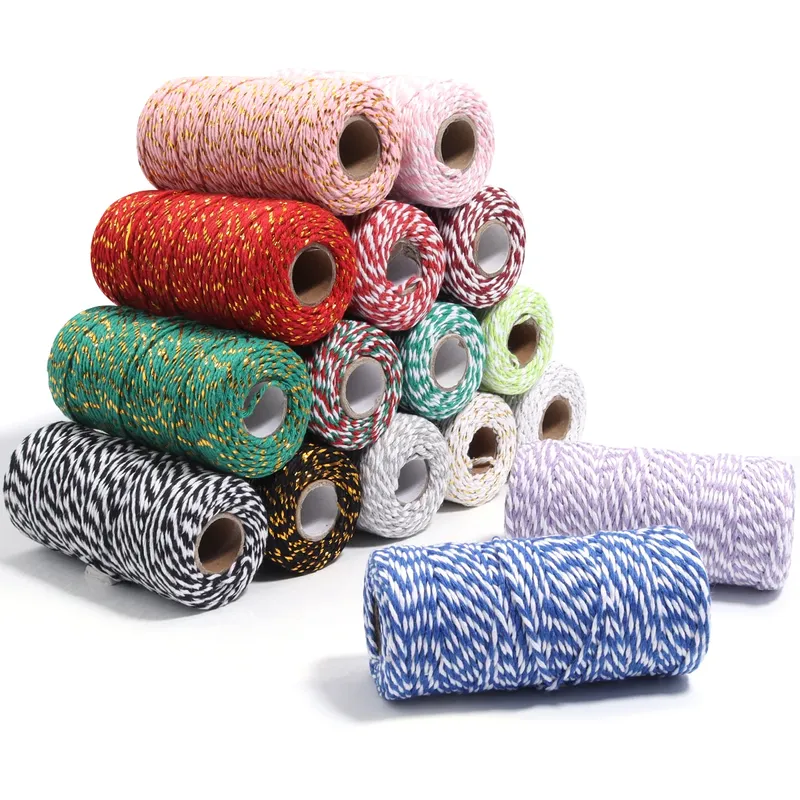 100 m/Rolle Baumwollschnur, Bäckerschnur, bunt, Baumwolle, Basteln, Schnur, Makramee-Schnur, Schnur, DIY, Heimtextilien, Geschenkverpackung, Hochzeitsdekoration