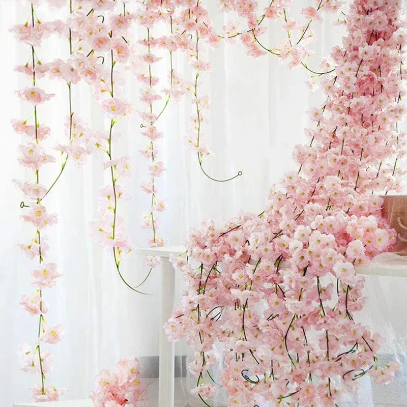 180cm künstliche Blumen Kirschblüte Sakura Girlande Hochzeit Bogen Garten Hintergrund Home Party Dekoration Seide gefälschte Pflanzen Rebe