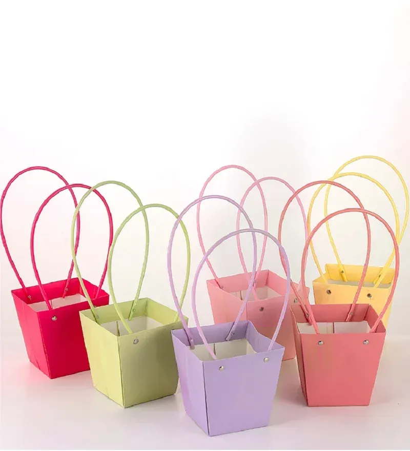 Neue farbige wasserdichte Kraft papier Handtasche Hand geschenk Snack Bouquet Handtaschen Festival Blume Geschenk verpackung Handtasche neu