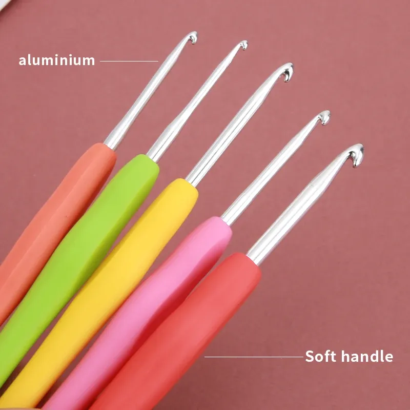 Häkelnadel-Set, Gummigriff, Häkelnadeln, Nadeln, Griff, ergonomischer Griff, Stricken, Weben, Basteln, Garn, Nähen, Werkzeuge, Häkeln, Stricken