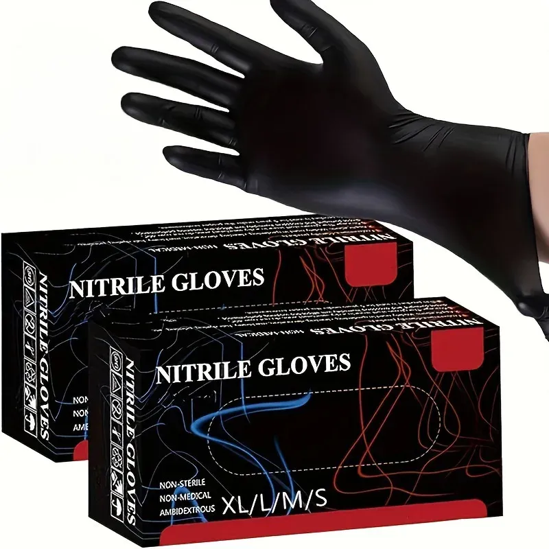 20/50/100PCS Einweg-Handschuhe aus schwarzem Nitril für den Hausgebrauch, latexfrei, puderfrei, Reinigungshandschuhe, Tattoo-Friseurwerkzeuge