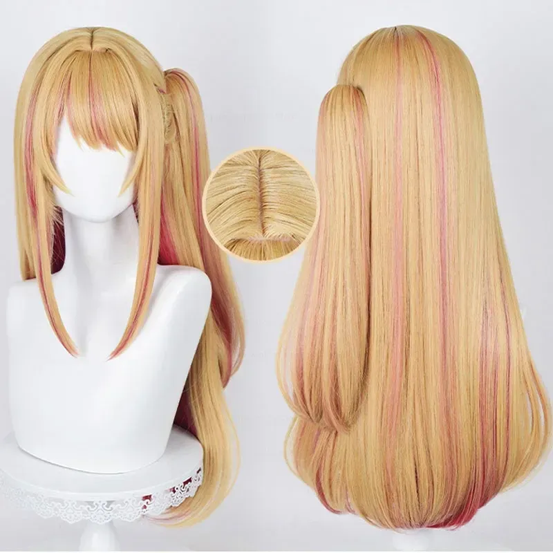 Anime oshi no ko hoshino rubin cosplay perücke 70cm gerade orange gold rosarot hitze beständige synthetische haar perücke perücken