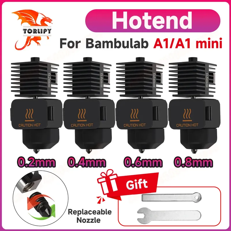 Hotend-Kit für Bambu Lab A1/A1 Mini, schnelle Hot-End-Baugruppe, 0,2/0,4/0,6/0,8 mm gehärtete Stahldüse, 3D-Druckerteile