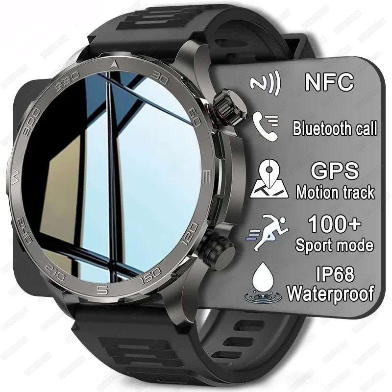 Neue GPS-Tracking Smartwatch für Herren AMOLED HD-Bildschirm Outdoor-Sport Fitness Herzfrequenz NFC IP68 Wasserdicht Bluetooth-Anruf Smartwatch