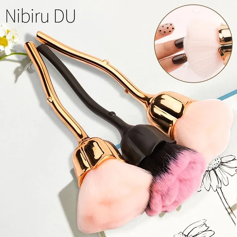 Rose-förmigen Weichen Pinsel Für Maniküre Nail art Staub Pinsel Nagel Staub Pinsel Gel Polnisch Staub Reinigung Nagel Pinsel werkzeug Nagel Liefert