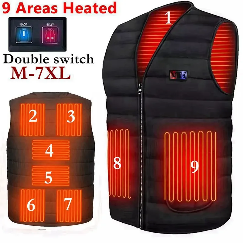 Männer Herbst Winter Intelligente Heizung Baumwolle Weste 9-bereich Beheizte V-ausschnitt weste Frauen Im Freien Flexible Thermische Winter Warme Jacke M-7XL